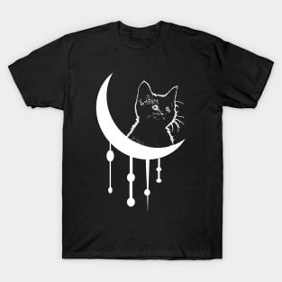 Cat and dripping moon T-Shirt